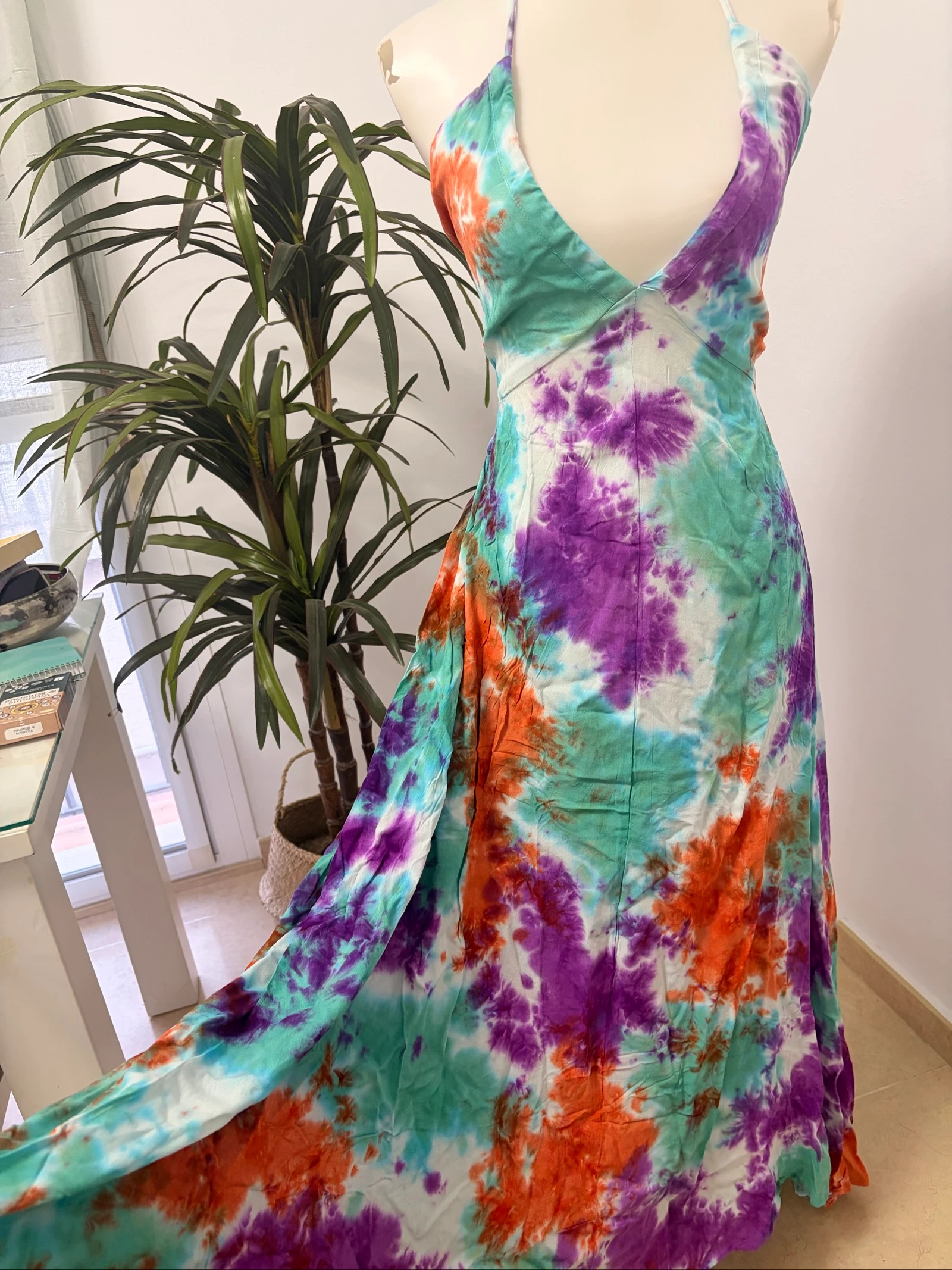 Vestido largo de verano estampado tie-dye